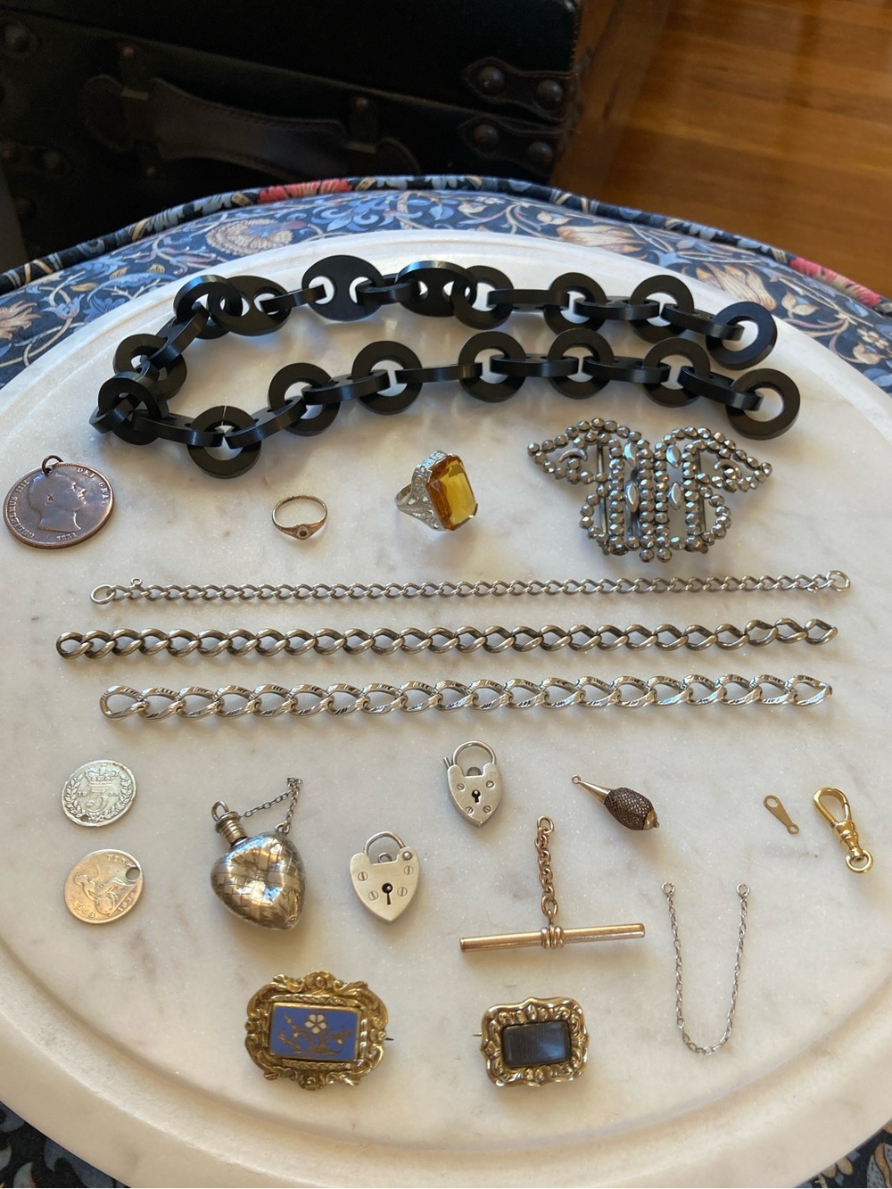 Antique Georgian & Victorian Mourning Jewelry & Hairwork Jewelry Lot - Picture 10 of 16